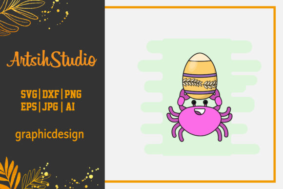 Adorable Easter Crab Icon: Color Outline Design Asset