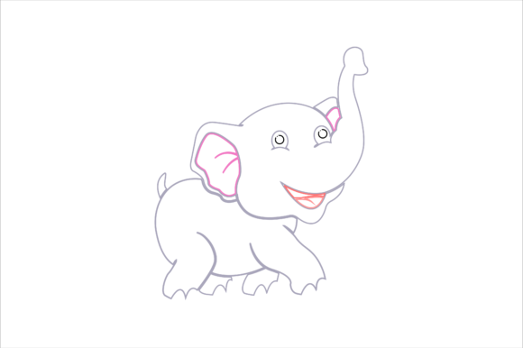 Animal Elephant Cartoon Color Line: A Playful Vector Icon for Modern Creators