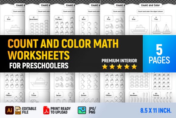 Count and Color Math Worksheets: Blending Whimsy with Early Education