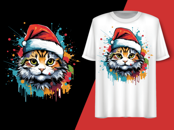 Festive Whimsy: The Cat Color Splash Santa Hat Design