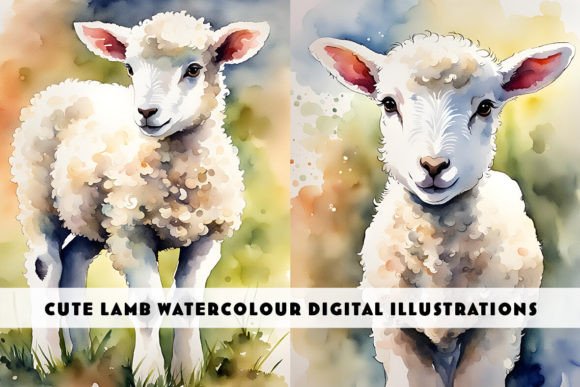 Little Lamb Watercolour Duo: Soft, Artistic Design Assets
