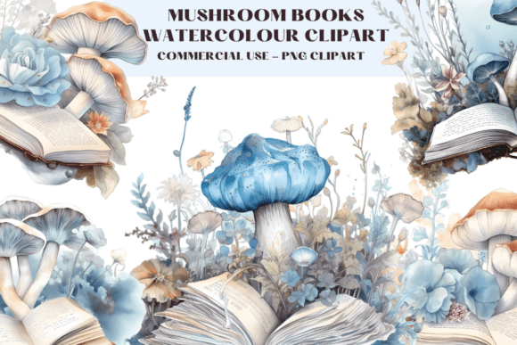 Mushroom Books Watercolour Clipart: A Whimsical Toolkit for Modern Creatives