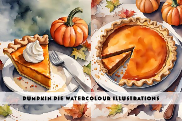 Pumpkin Pie Watercolour Duo: A Creative Asset for Autumn Projects