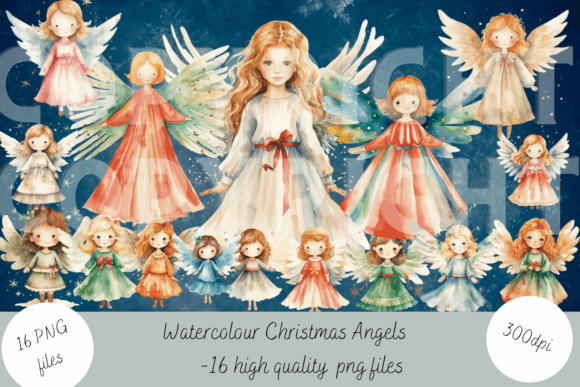 Watercolour Angels Set 3: Elevate Your Holiday Designs